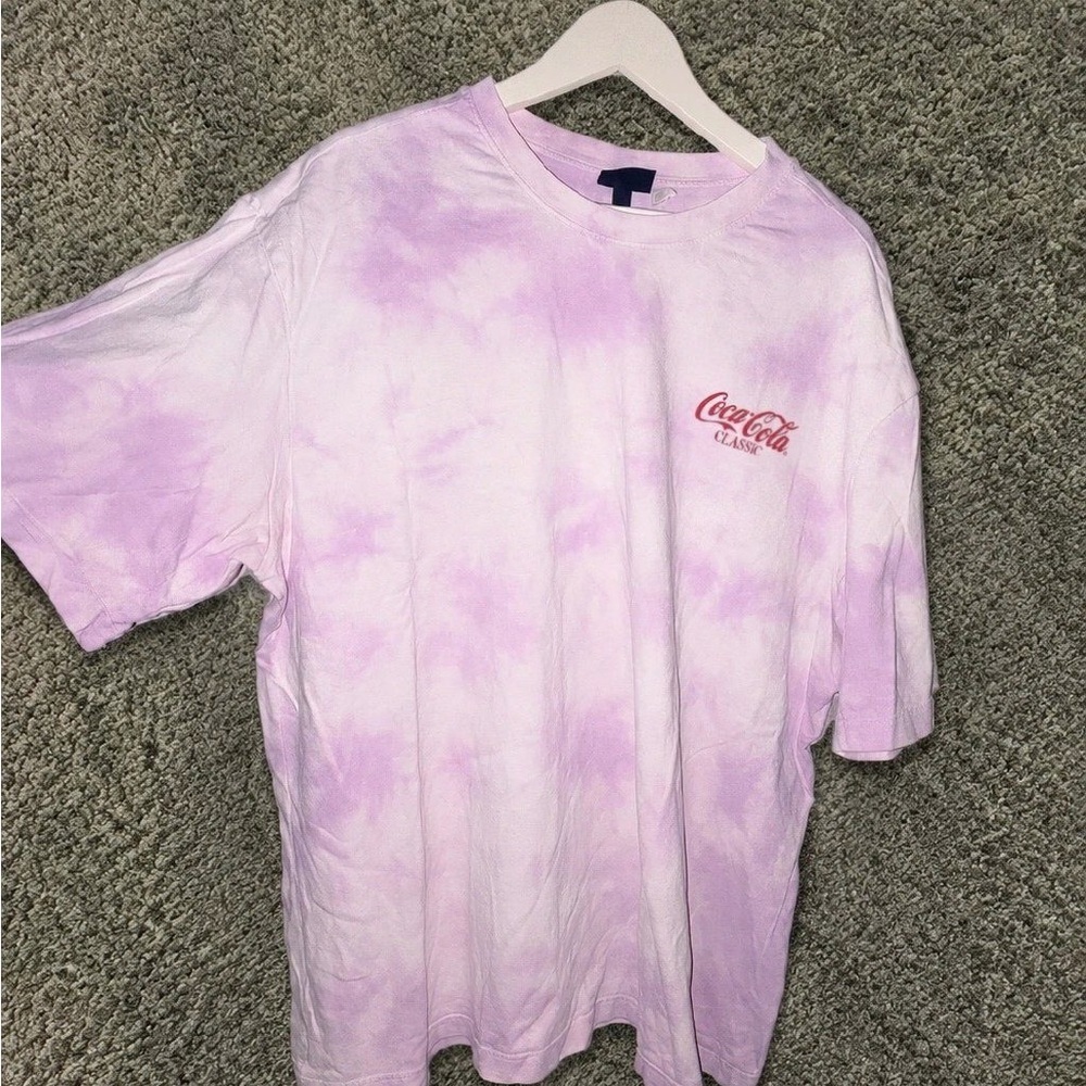 Coca Cola Classic Men’s Lavender Tie-Dye Tee with Red Logo